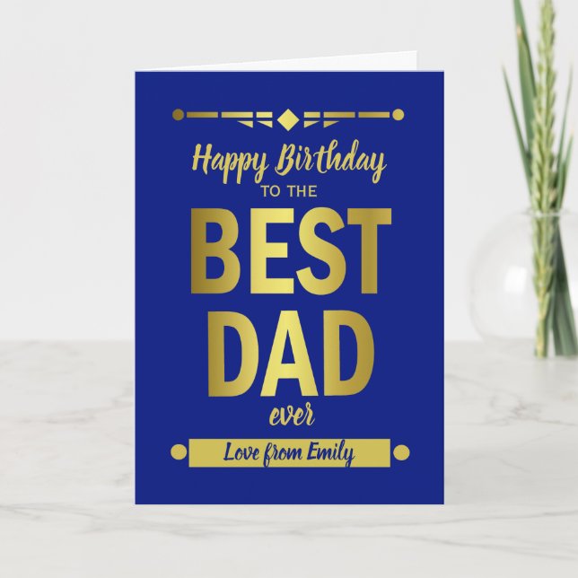 Best Dad Typography Gold Card (Front)