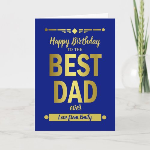 Best Dad Typography Gold Card