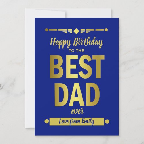 Best Dad Typography Gold Flat Card