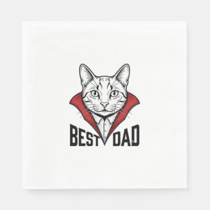 Best Dad Vampire Cat Vintage Engraving Design_1 Napkins