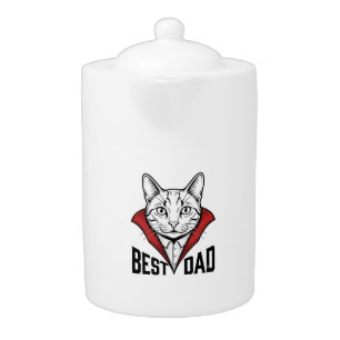 Best Dad Vampire Cat Vintage Engraving Design_1 Teapot