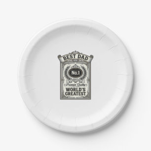 Best Dad Vintage Engraving Father’s Day Paper Plates