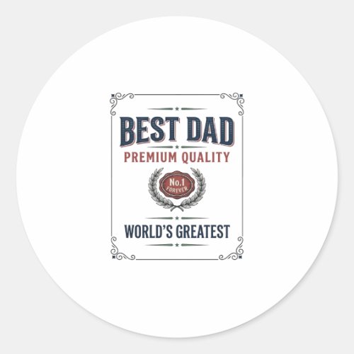 Best Dad Vintage Engraving T-Shirt Design_1 Classic Round Sticker