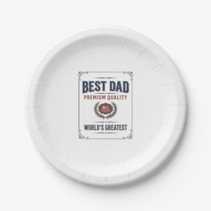 Best Dad Vintage Engraving T-Shirt Design_1 Paper Plates