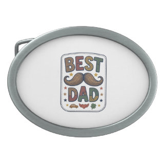 Best Dad Vintage Mustache Vector Father Design_1 Belt Buckle
