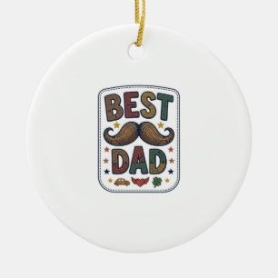 Best Dad Vintage Mustache Vector Father Design_1 Ceramic Ornament