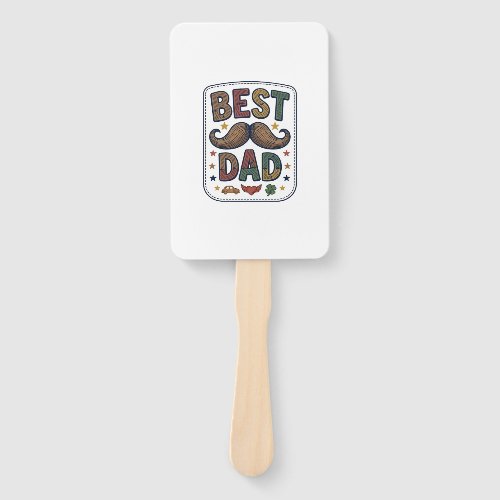 Best Dad Vintage Mustache Vector Father Design_1 Hand Fan