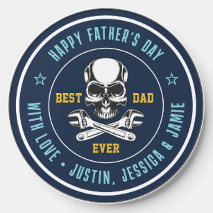 Best Dad Vintage Skull Bones Logo Father's Day Wireless Charger