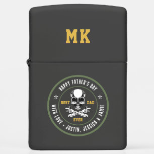 Best Dad Vintage Skull Bones Mechanic Father's Day Zippo Lighter