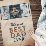 Best Dad Watercolor Father 3 Photo Collage Kitchen Towel<br><div class="desc">Best Dad Watercolor Father 3 Photo Collage kitchen towel. Blush orange watercolor background. Add 3 photos,  dad`s name and the year. You can change any text. A sweet keepsake gift for the best dad.</div>