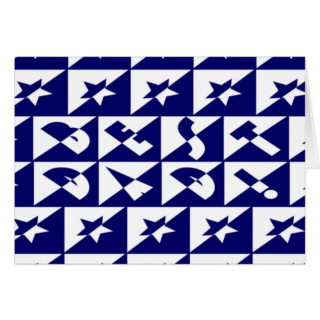 Best Dad Wild Text Pattern & Stars Blue & White Cards (Front Horizontal)