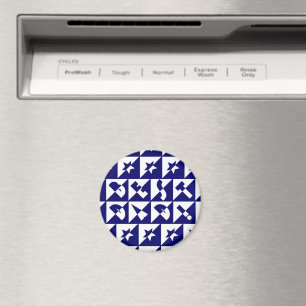Best Dad Wild Text Pattern & Stars Blue & White Magnet