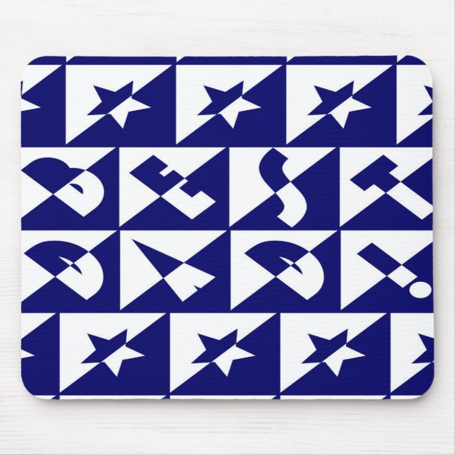 Best Dad Wild Text Pattern & Stars Blue & White Mouse Pad (Front)