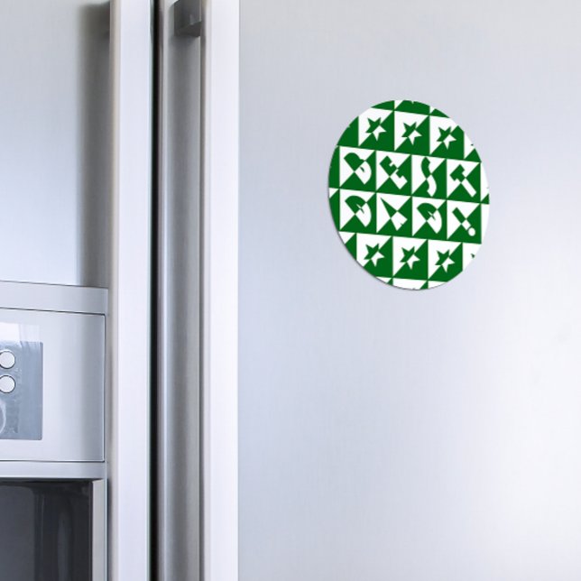 Best Dad Wild Text Pattern & Stars Green & White Magnet (Creator Uploaded)