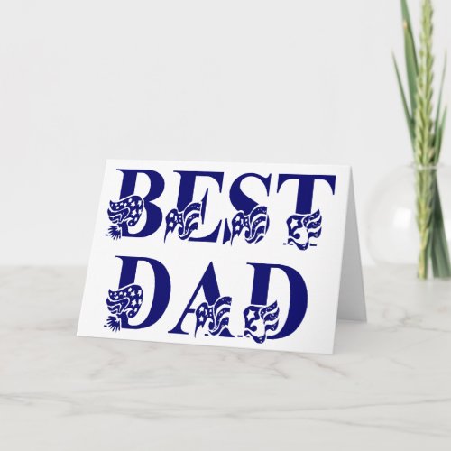 Best Dad with Flags Blue Text Card
