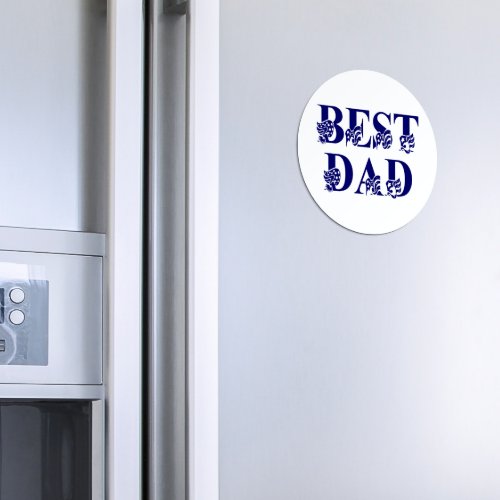 Best Dad with Flags Blue Text Magnet