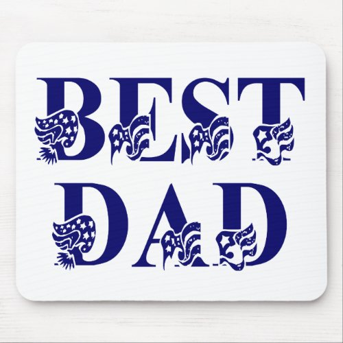 Best Dad with Flags Blue Text Mouse Pad