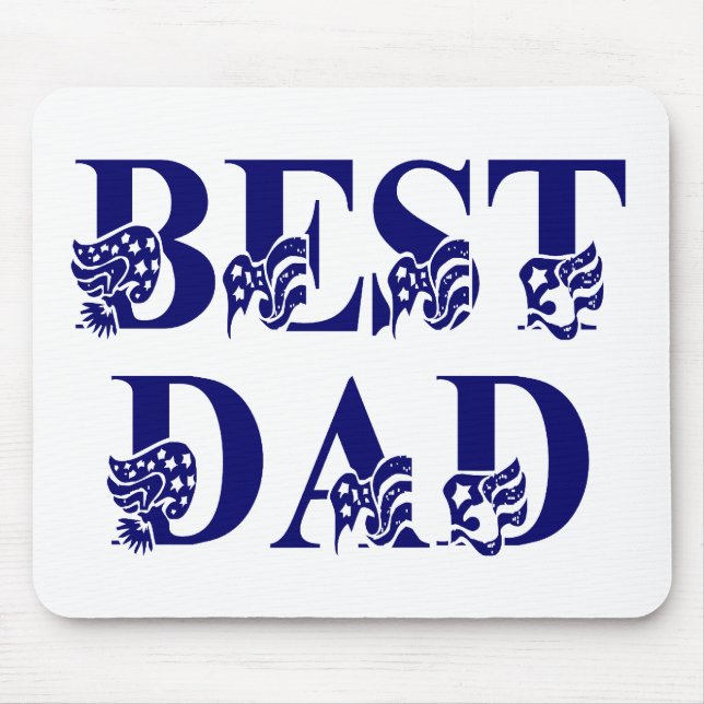 Best Dad with Flags Blue Text Mouse Pad (Front)
