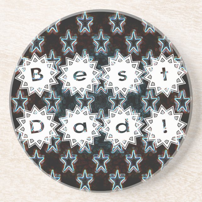 Best Dad with Neon Stars Coaster (Front)