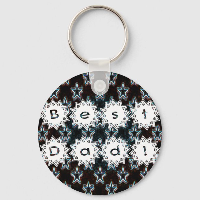 Best Dad with Neon Stars Keychain (Front)