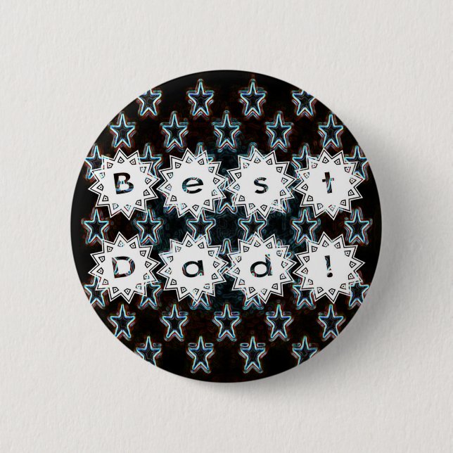 Best Dad with Neon Stars Pinback Button (Front)