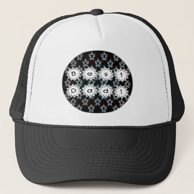 Best Dad with Neon Stars Trucker Hat (Front)