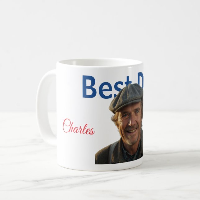 Best Dad with Photo and Name Coffee Mug (Front Left)
