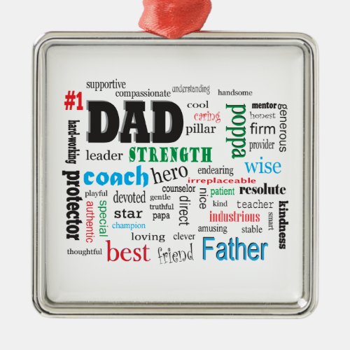 Best Dad Word Cloud Metal Ornament