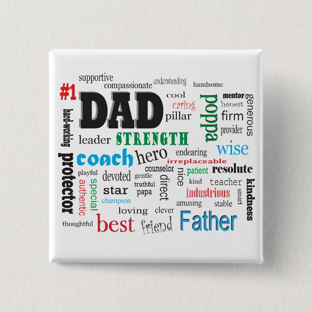 Best Dad Word Cloud Pinback Button (Front)