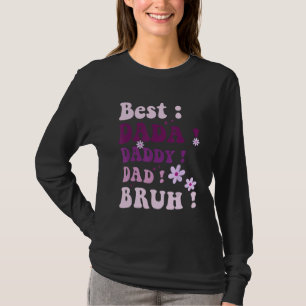 Best Dada Daddy Dad Bruh Fathers Day Purple Groovy T-Shirt