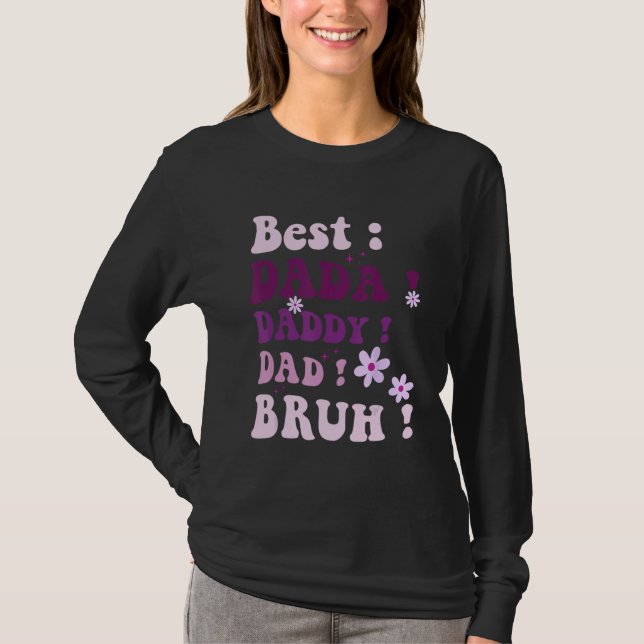 Best Dada Daddy Dad Bruh Fathers Day Purple Groovy T-Shirt (Front)