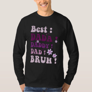 Best Dada Daddy Dad Bruh Fathers Day Purple Groovy T-Shirt