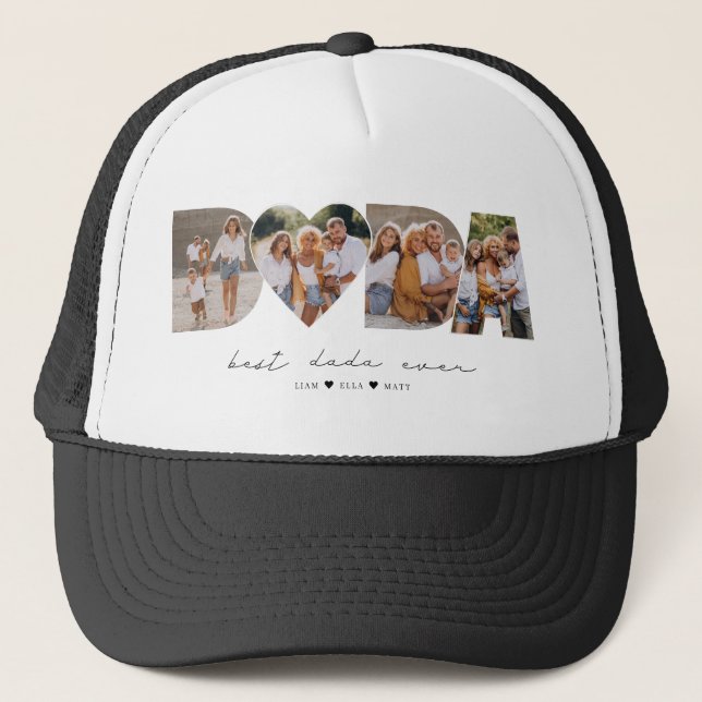 Best Dada Ever 4 Photo Collage First Father's Day Trucker Hat (Front)