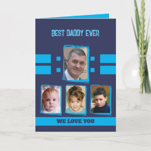 Best daddy 4 photos love you navy sky blue card