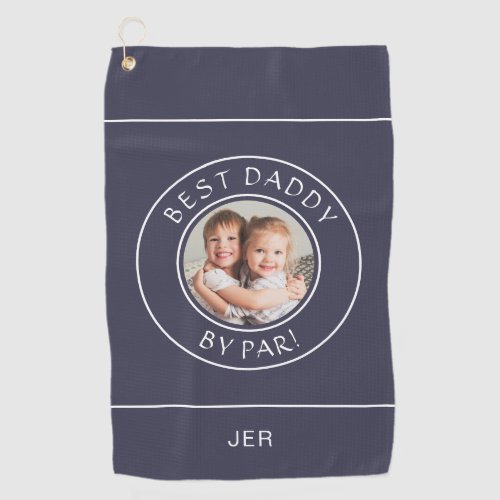 Best Daddy By Par Golfer Modern Photo Navy Blue Golf Towel