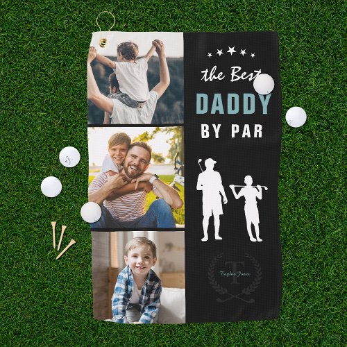 Best Daddy By Par  Monogram Photo Collage Golf Towel