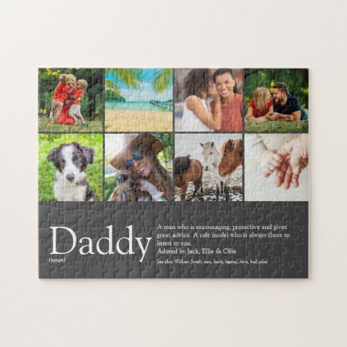 Best Daddy Dad Father Definition 6 Photo Fun Gray Jigsaw Puzzle