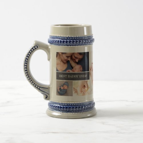 Best Daddy Ever 5 Photo Collage Fathers Day Beer Stein