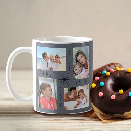 Best Daddy Ever 8 Photo Collage Grey Coffee Mug