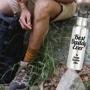 Best Daddy Ever Children Names Stainless Steel Water Bottle