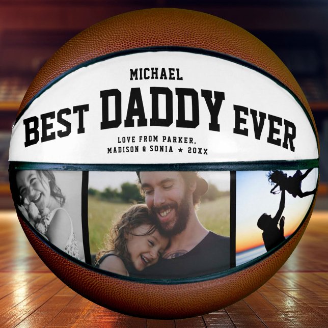 BEST DADDY EVER Cool Trendy Unique Photo Collage Basketball (Creator Uploaded)