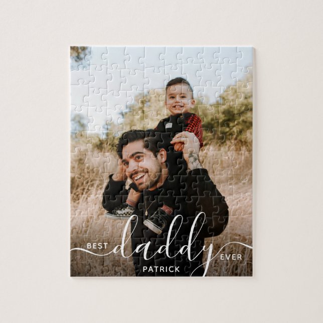 Best Daddy Ever Custom Name Photo Gift for Papa Jigsaw Puzzle (Vertical)
