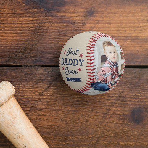 Best Daddy Ever  Custom Photo Baseball