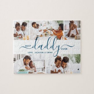 Best Daddy Ever Custom Text Photo Collage Gift Jig Jigsaw Puzzle