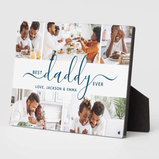 Best Daddy Ever Custom Text Photo Collage Gift Jig Plaque (Side)