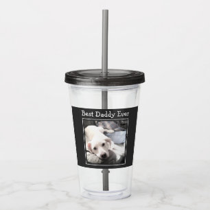 Best Daddy Ever Cute Puppy Dog Photo Gray Acrylic Tumbler