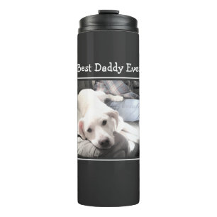 Best Daddy Ever Cute Puppy Dog Photo Gray Thermal Tumbler