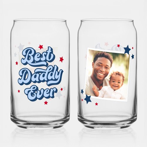 Best daddy ever dad fathers day photo blue red can glass