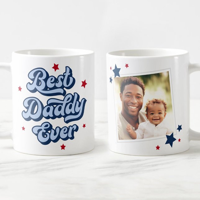 Best daddy ever dad father's day photo blue red coffee mug (Creator Uploaded)