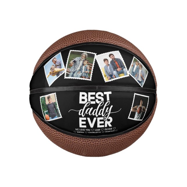 Best Daddy Ever & Family 6 Photos Father's Day Mini Basketball (Front)